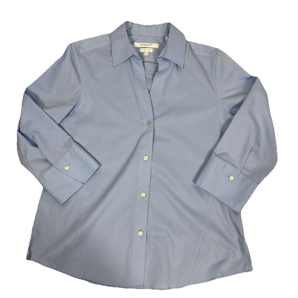 Foxcroft Women's Non Iron Stretch Long Sleeve Button Up Shirt Blue Size M Career - Picture 6 of 10